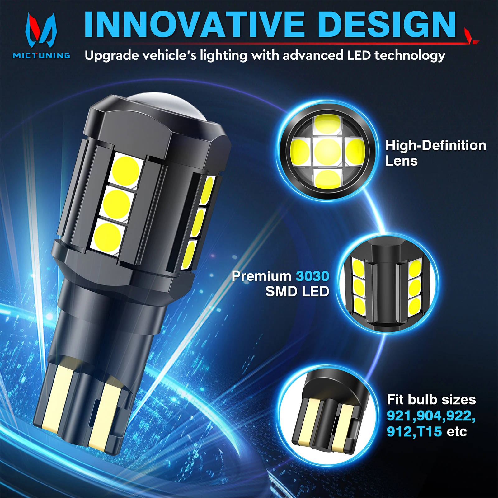 MICTUNING 921 912 LED Bulb 3030 SMD Chip T15 Backup Light Bulbs with Condenser Lens 906 W16W Canbus for Reverse Light Pack of 2
MICTUNING 921 912 LED Bulb 3030 SMD Chip T15 Backup Light Bulbs with Condenser Lens 906 W16W Canbus for Reverse Light Pack of 2