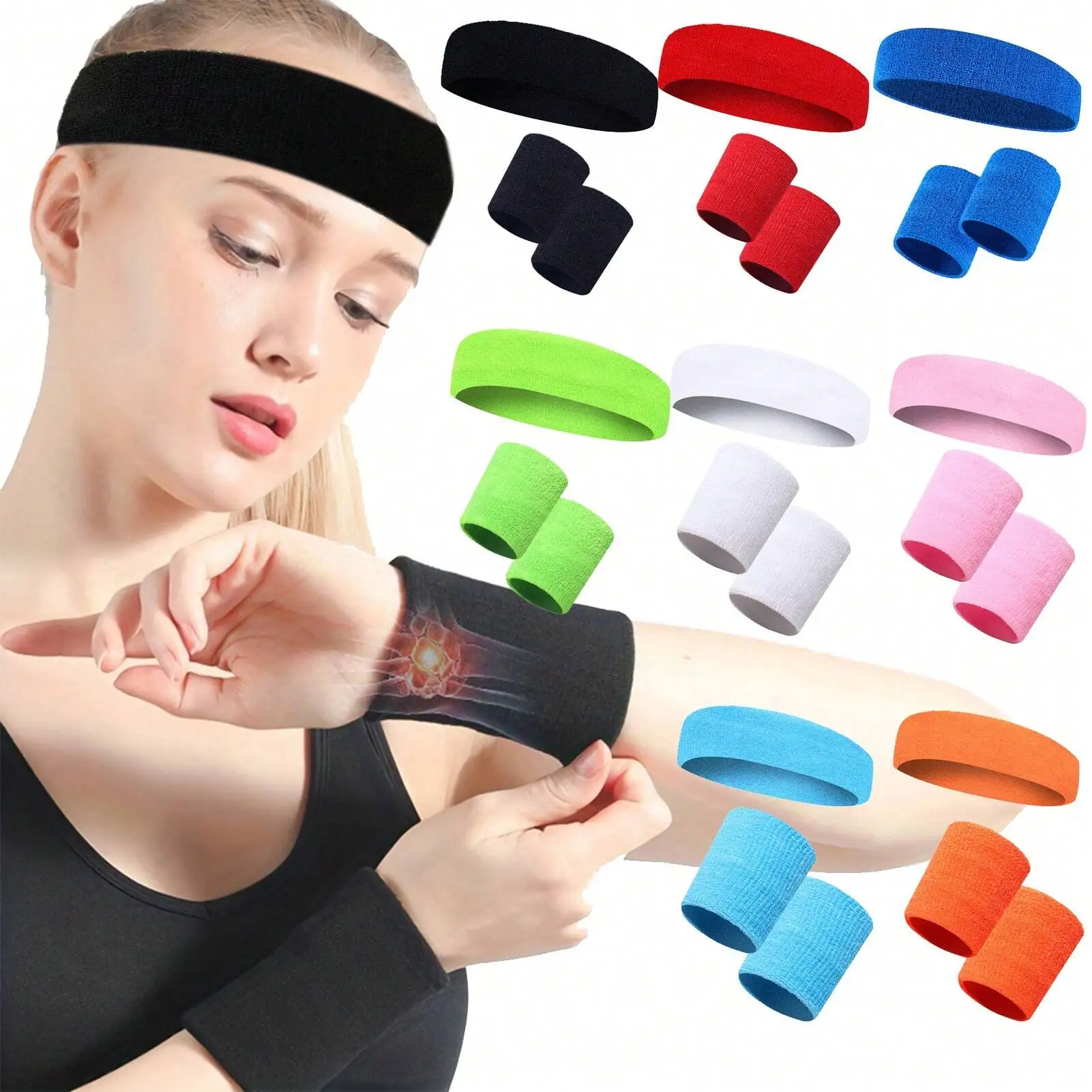 1set Outdoor Sports Headband With Wrist Guard, Athletic Sweatband Wristband Set, Running Sweat Headbands & Wristbands, Solid Color Absorbent Sweatband, Tennis Workout Elastic Sweatband, Anti-sprain Wristband For Men & Women
1set Outdoor Sports Headband With Wrist Guard, Athletic Sweatband Wristband Set, Running Sweat Headbands & Wristbands, Solid Color Absorbent Sweatband, Tennis Workout Elastic Sweatband, Anti-sprain Wristband For Men & Women
