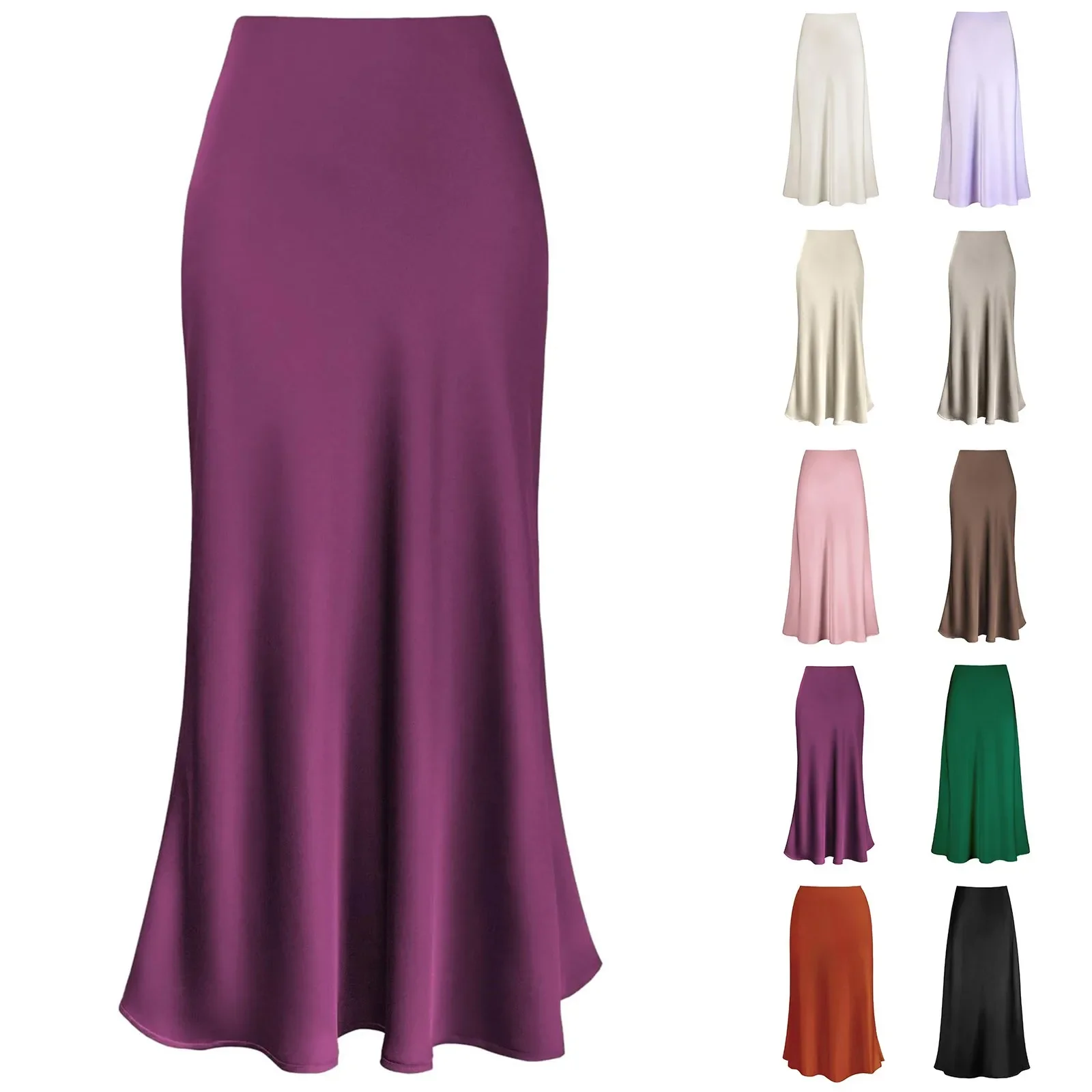 A-Line Pleated Long Skirts Summer Women 2024 Korean Skirt Streetwear Elastic Waist Solid Elegant Satin Dress For Ladies
A-Line Pleated Long Skirts Summer Women 2024 Korean Skirt Streetwear Elastic Waist Solid Elegant Satin Dress For Ladies
