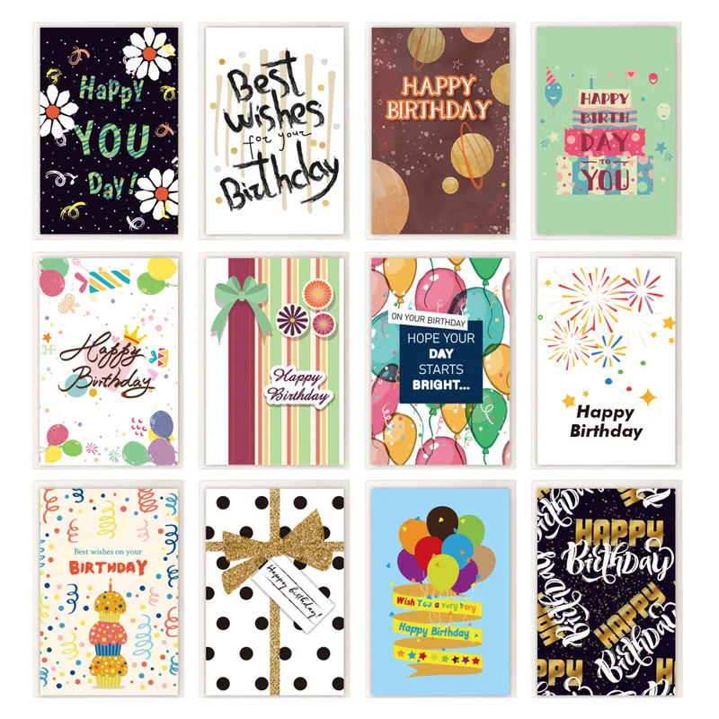 12pcs Happy Birthday Greeting Card With Envelope Birthday Party Invitation Cards For Kids Adults Folded Gift Cards Message Card
12pcs Happy Birthday Greeting Card With Envelope Birthday Party Invitation Cards For Kids Adults Folded Gift Cards Message Card