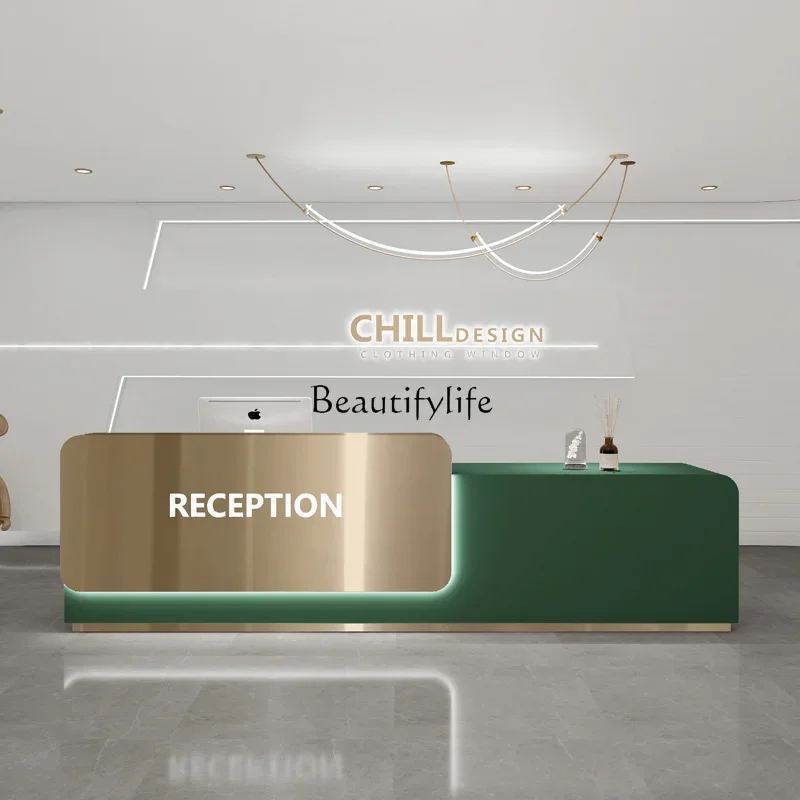 Light luxury stainless steel company front desk beauty salon clothing catering store cashier reception bar
Light luxury stainless steel company front desk beauty salon clothing catering store cashier reception bar
