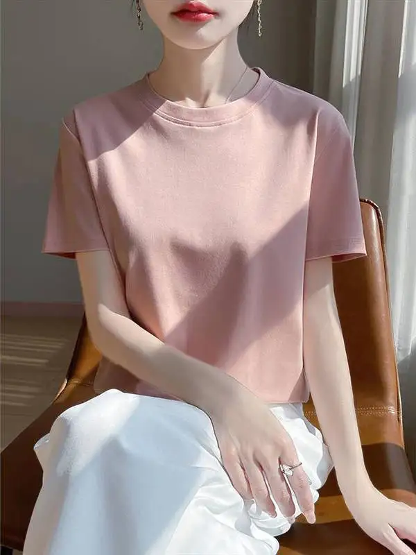 White Enhancing Pure Cotton ort Sve round Ne T-irt f Sve Summer New Sle Base Layer Women's Faion Top
White Enhancing Pure Cotton ort Sve round Ne T-irt f Sve Summer New Sle Base Layer Women's Faion Top