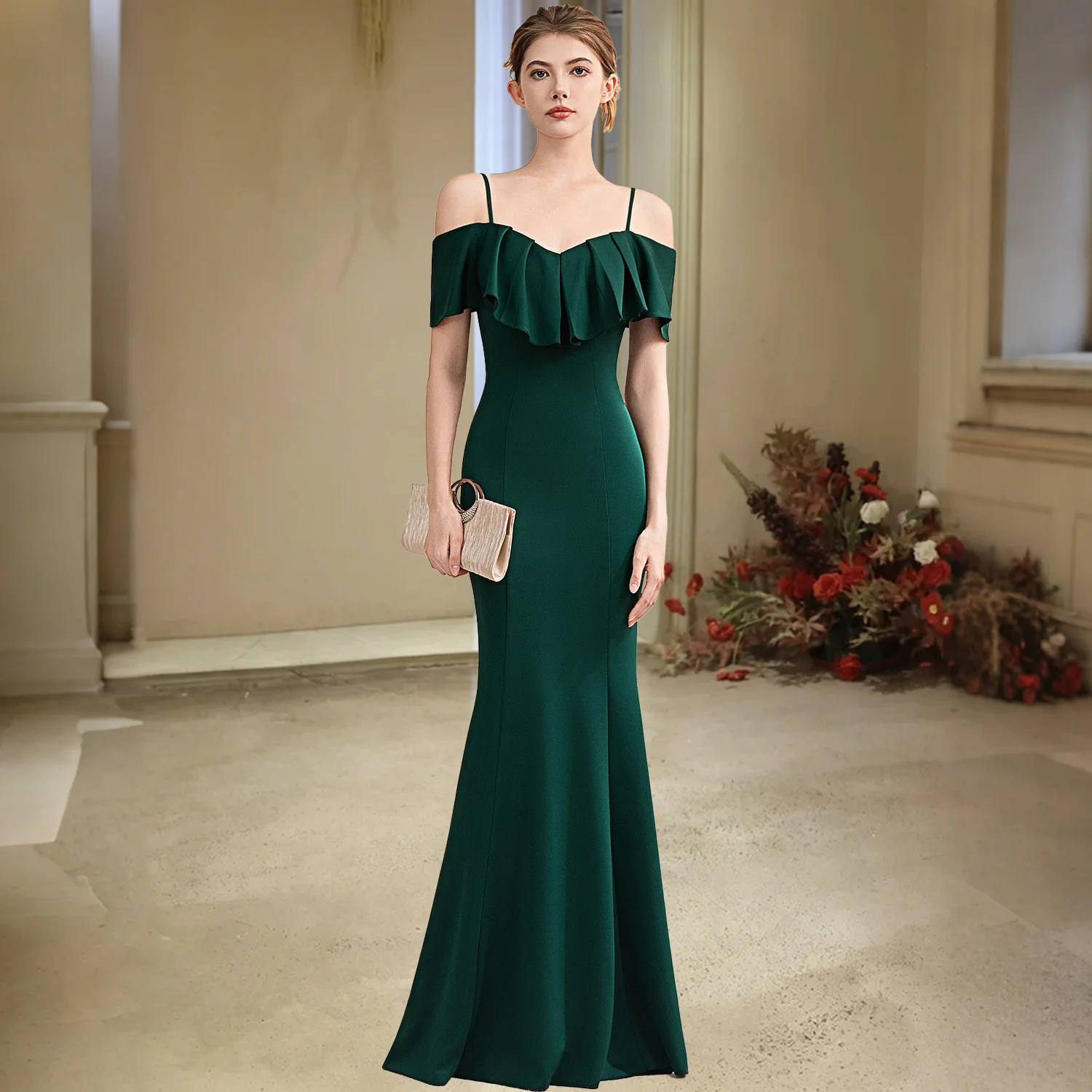 Women's evening gown ight luxury high-end feel off-shoulder and figure-flattering elegant ladies banquet long fish tail dress
Women's evening gown ight luxury high-end feel off-shoulder and figure-flattering elegant ladies banquet long fish tail dress