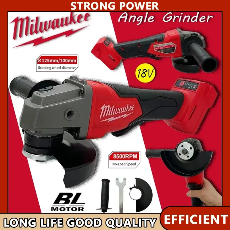 Milwaukee 125 мм Бесщеточная угловая шлифовальная машина Аккумуляторные электроинструменты с лопастным переключателем без блокировки для полировки и резки
Milwaukee 125 мм Бесщеточная угловая шлифовальная машина Аккумуляторные электроинструменты с лопастным переключателем без блокировки для полировки и резки