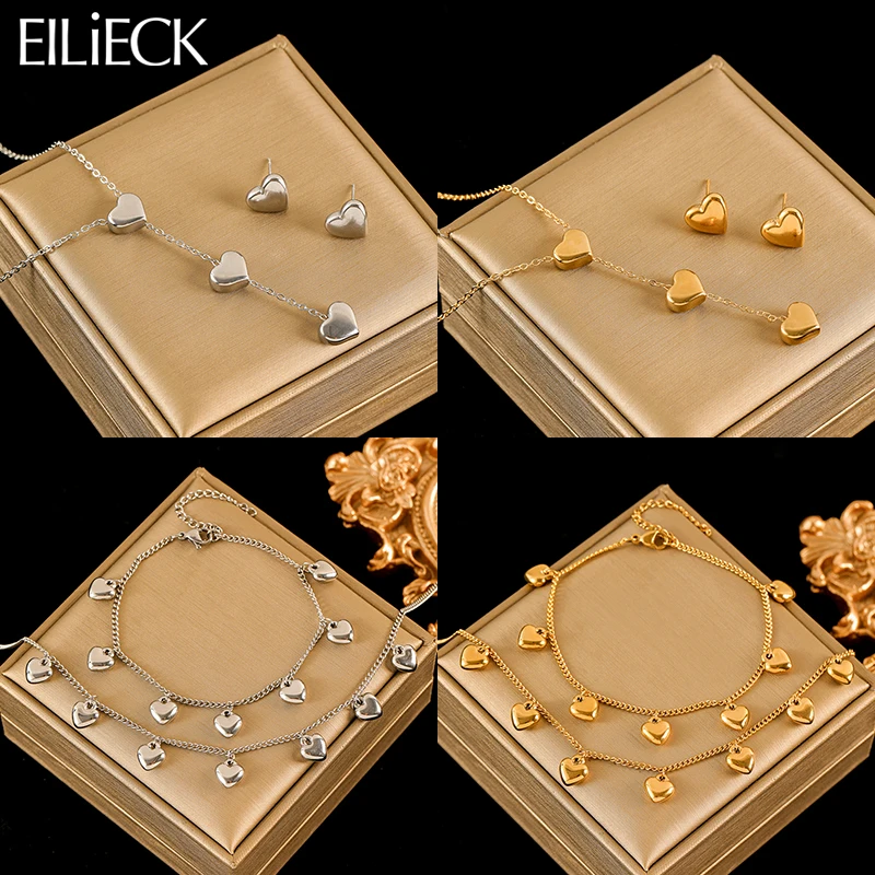EILIECK 316L Stainless Steel Gold Silver Color Heart Love Jewelry Set For Women Trendy Necklace Bracelet Earrings Lady Gift
EILIECK 316L Stainless Steel Gold Silver Color Heart Love Jewelry Set For Women Trendy Necklace Bracelet Earrings Lady Gift