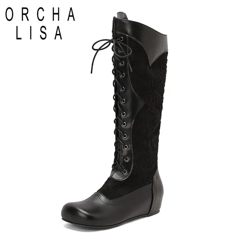 ORCHA LISA Brand 2025 New Women Knee High Boots Round Toe lncreased Heel 4cm Lace Up Large Size 48 49 50 Fashion Soft Daily Bota
ORCHA LISA Brand 2025 New Women Knee High Boots Round Toe lncreased Heel 4cm Lace Up Large Size 48 49 50 Fashion Soft Daily Bota