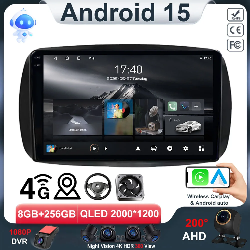 Автомобильный радиоприемник, видео-мультимедийный плеер, Android 15 для Mercedes Benz Smart 453 Fortwo 2014-2020 GPS WIFI Bluetooth 5,0 DSP QLED IPS
Автомобильный радиоприемник, видео-мультимедийный плеер, Android 15 для Mercedes Benz Smart 453 Fortwo 2014-2020 GPS WIFI Bluetooth 5,0 DSP QLED IPS