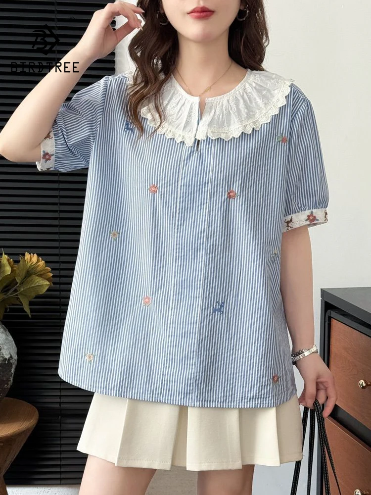 New 2026 Summer Women Cotton Short Sleeve Shirt, Ruffled Lace Embroidery, Mori Girl French Commute Sweet Loose Blouse T64084CC
New 2026 Summer Women Cotton Short Sleeve Shirt, Ruffled Lace Embroidery, Mori Girl French Commute Sweet Loose Blouse T64084CC
