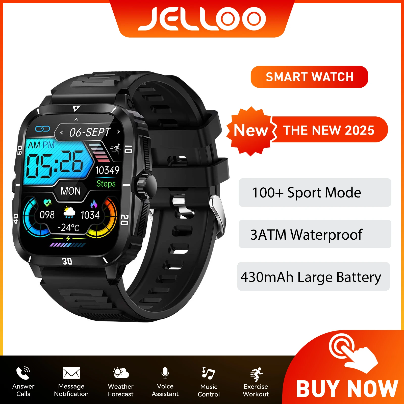 JELLOO 2025 New Military Smart Watches for Men 3ATM Waterproof, 1.96" HD Large Screen Smartwatches, Rugged Tactical Smartwatch
JELLOO 2025 New Military Smart Watches for Men 3ATM Waterproof, 1.96" HD Large Screen Smartwatches, Rugged Tactical Smartwatch