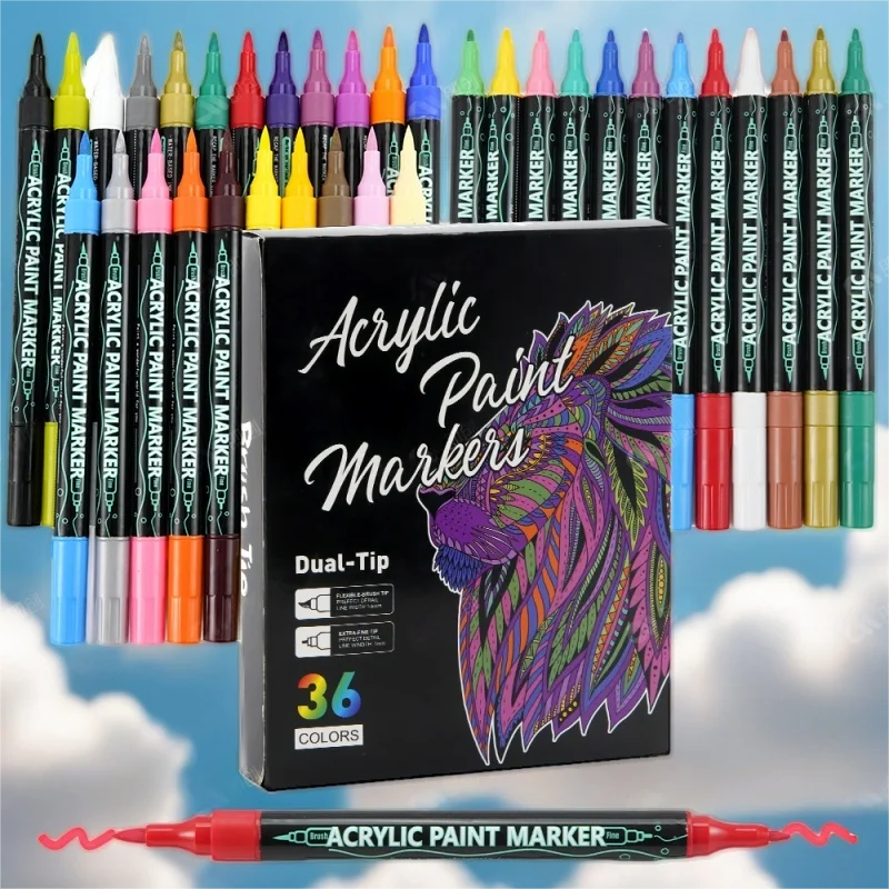 12/36/48PCs acrylic paint brush markers set dual-tip pens for fabric, canvas rock stone painting, card making metal & Ceramics
12/36/48PCs acrylic paint brush markers set dual-tip pens for fabric, canvas rock stone painting, card making metal & Ceramics