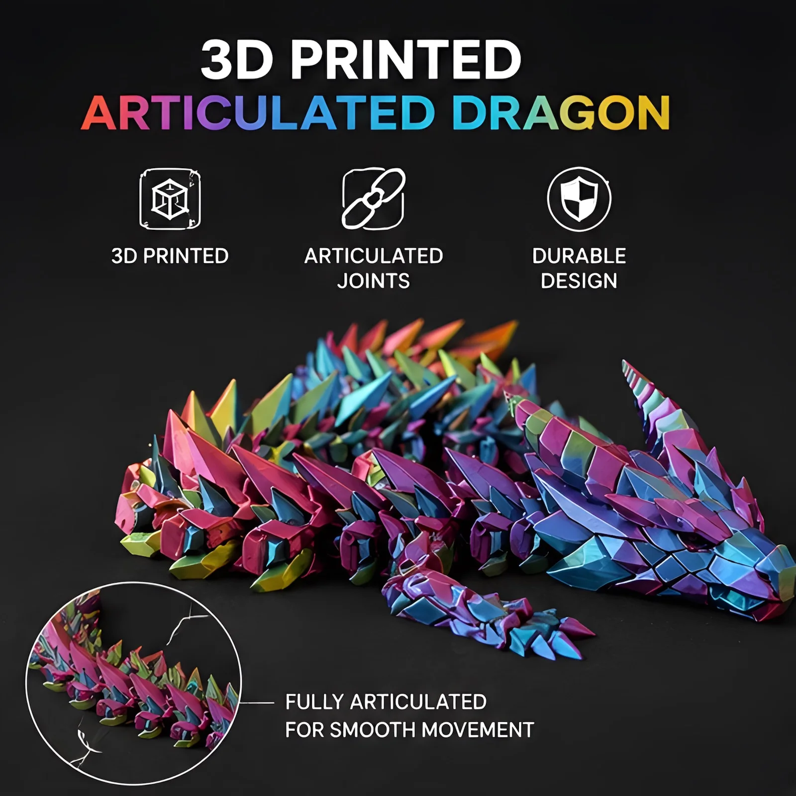 3D Printed Articulated Dragon Flexi Fidget Toy Posable Crystal Dragon Desk Decor Sensory Stress Relief Gift for Adults
3D Printed Articulated Dragon Flexi Fidget Toy Posable Crystal Dragon Desk Decor Sensory Stress Relief Gift for Adults