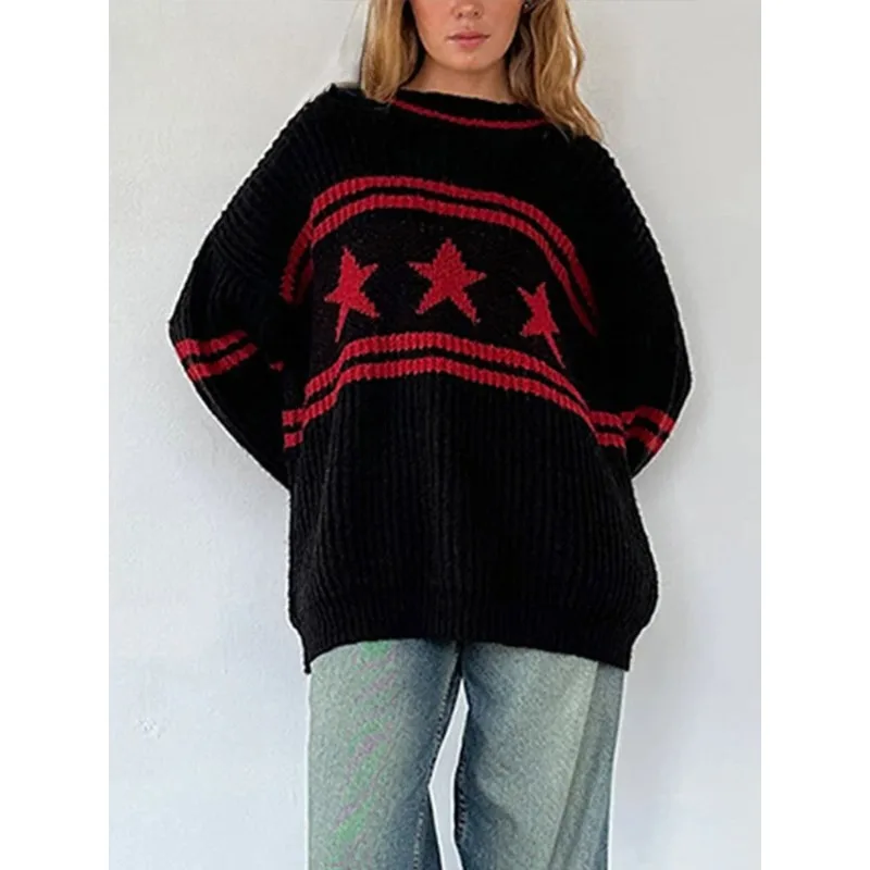Fashion Star Printed Knit Pullover Women Loose O-neck Full Sleeve Female SweaterSpring Lady Chic All-match Knitwear
Fashion Star Printed Knit Pullover Women Loose O-neck Full Sleeve Female SweaterSpring Lady Chic All-match Knitwear