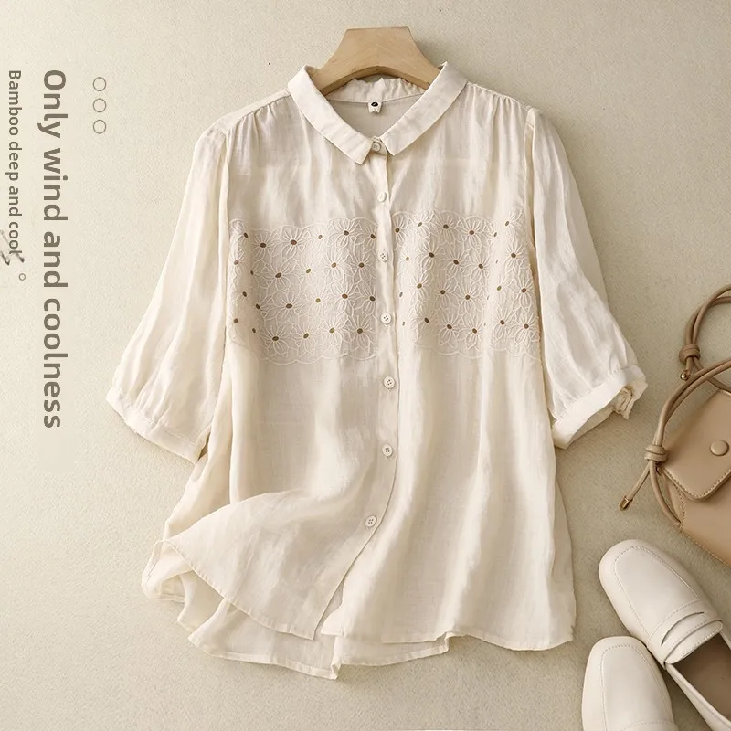 Summer New Women's Short Sleeve Shirt Embroidered Cotton Linen Artistic Vintage Style Fashionable Casual Commute Wind Blouse
Summer New Women's Short Sleeve Shirt Embroidered Cotton Linen Artistic Vintage Style Fashionable Casual Commute Wind Blouse