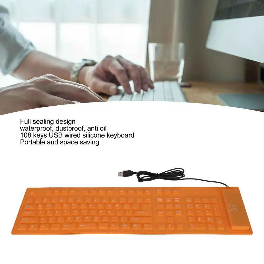 Portable 109 Keys Silicone Keyboard Plug and Play Green,Yellow,Orange USB Wired Keyboard Waterproof Mute Keyboard Office Travel
Portable 109 Keys Silicone Keyboard Plug and Play Green,Yellow,Orange USB Wired Keyboard Waterproof Mute Keyboard Office Travel