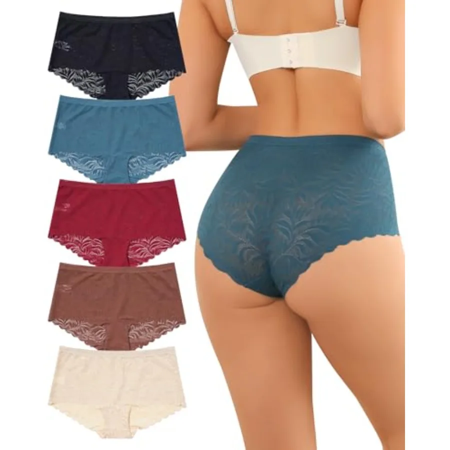 Aijolen BoyShorts Underwear for Women Lace Panties Seamless Soft and Stretchy 5 Pack
Aijolen BoyShorts Underwear for Women Lace Panties Seamless Soft and Stretchy 5 Pack