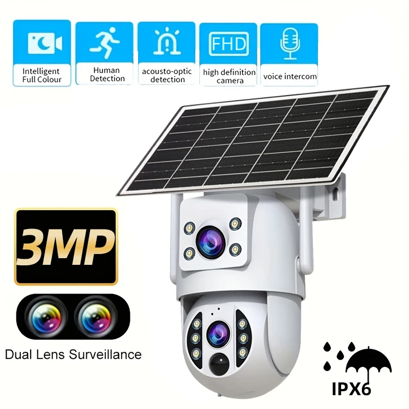 JOOAN 3MP WiFi Solar Camera Outdoor Dual Lens Dual Screen Battery IP Camera Human Detect 2-Way Audio CCTV Video Surveillance
JOOAN 3MP WiFi Solar Camera Outdoor Dual Lens Dual Screen Battery IP Camera Human Detect 2-Way Audio CCTV Video Surveillance