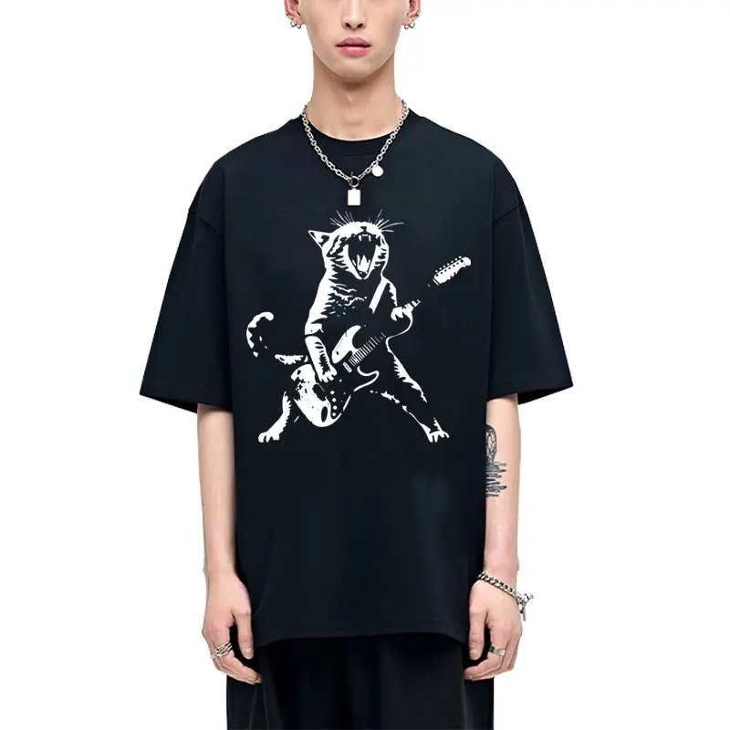 Rock Punk Playing Guitar Cat Funny Meme T-shirt Men Women Casual Cotton Vintage Short Sleeve Tee Shirt Men's Oversized T-shirts
Rock Punk Playing Guitar Cat Funny Meme T-shirt Men Women Casual Cotton Vintage Short Sleeve Tee Shirt Men's Oversized T-shirts