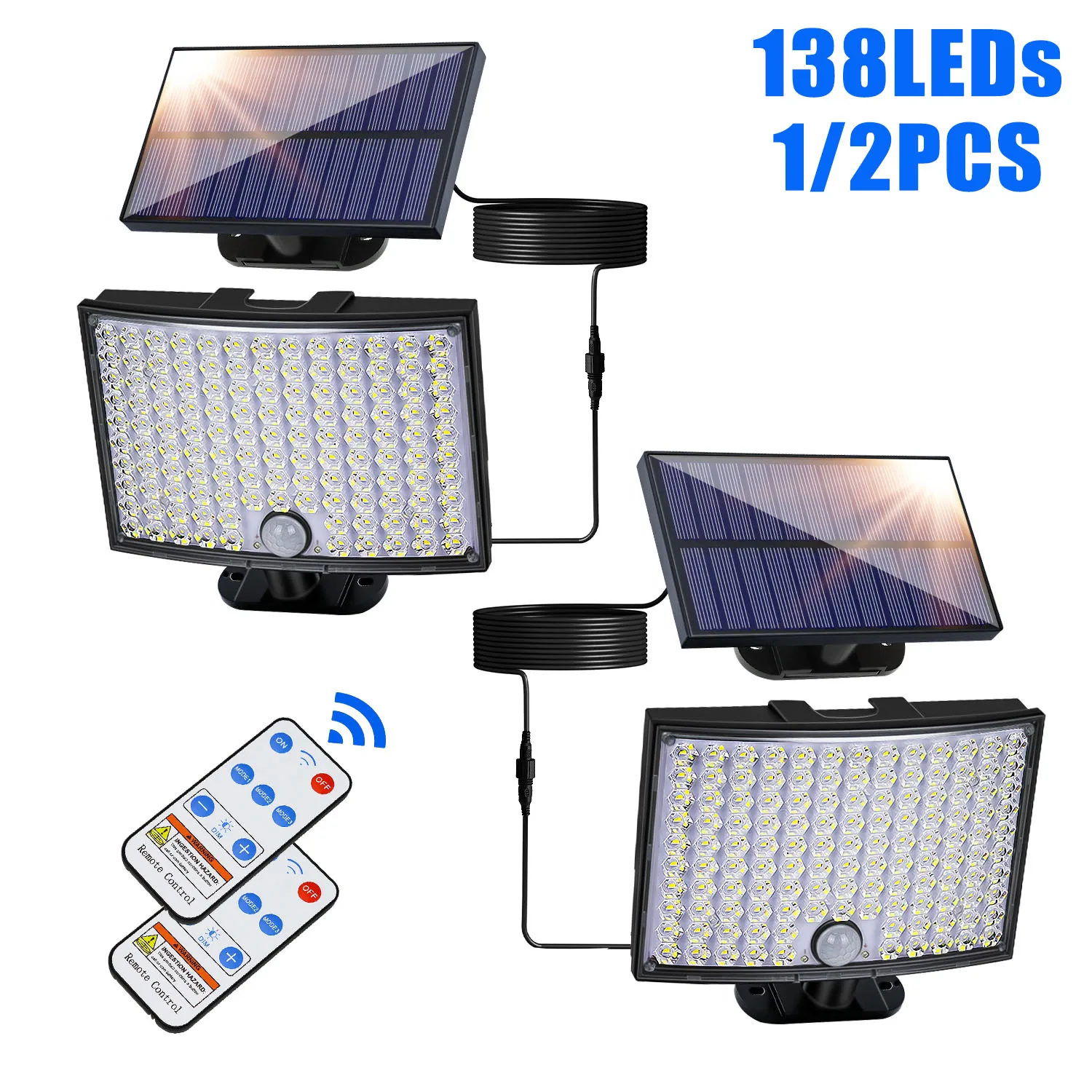 1/2-pack Solar Outdoor Lights with Motion Sensor, 3 Lighting Modes, IP65 Waterproof Super-Bright Solar Security Lamp for Garden
1/2-pack Solar Outdoor Lights with Motion Sensor, 3 Lighting Modes, IP65 Waterproof Super-Bright Solar Security Lamp for Garden