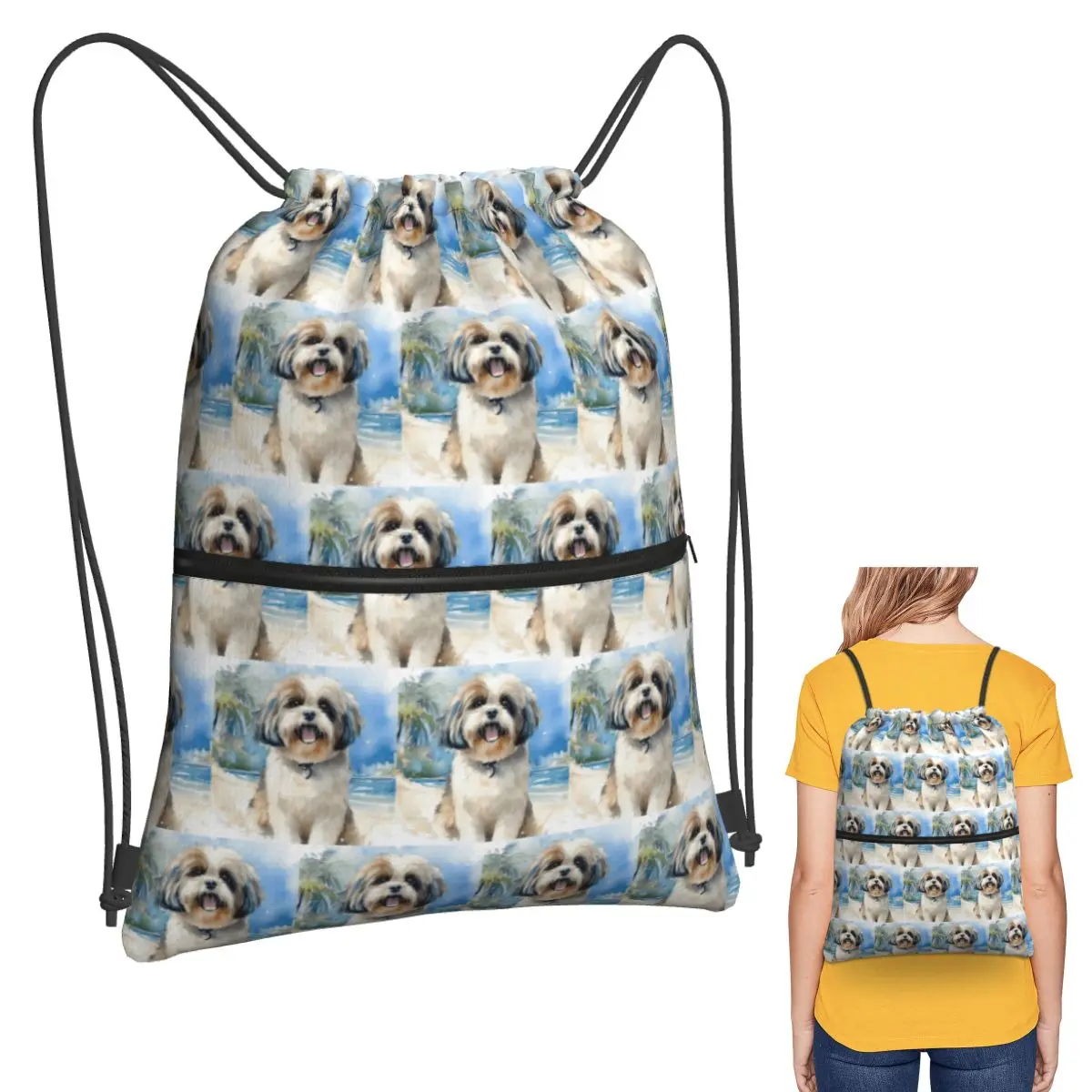 Shih Tzu On The Beach Backpacks Portable Drawstring Bundle Pocket Sundries Bag Book Bags for Man Woman Students
Shih Tzu On The Beach Backpacks Portable Drawstring Bundle Pocket Sundries Bag Book Bags for Man Woman Students