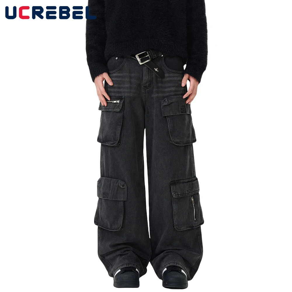 Retro Multi-Pocket Cargo Jeans Mens High Street Washed Distressed Loose Straight Wide Leg Denim Pants Men
Retro Multi-Pocket Cargo Jeans Mens High Street Washed Distressed Loose Straight Wide Leg Denim Pants Men