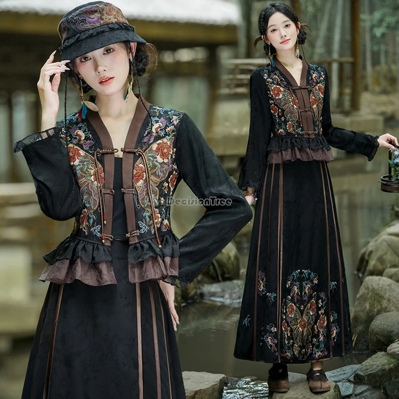 Новинка 2025 года, жаккардовый топ с длинными рукавами и вышивкой в китайском национальном стиле, костюм Ханфу Тан с вышивкой, комплект с полуюбкой t001
Новинка 2025 года, жаккардовый топ с длинными рукавами и вышивкой в китайском национальном стиле, костюм Ханфу Тан с вышивкой, комплект с полуюбкой t001