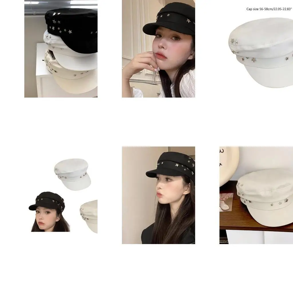 652F Men Women Star Rivet Berets Artist Military Hat Casual Newsboys Cap Adult Unisex Peaked Cap Cotton Hat for Camping
652F Men Women Star Rivet Berets Artist Military Hat Casual Newsboys Cap Adult Unisex Peaked Cap Cotton Hat for Camping