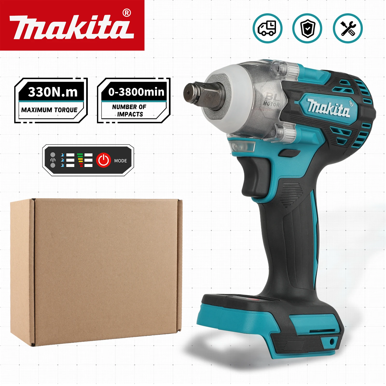 Makita DTW300 18V Cordless Impact Wrench Bare Tool 330Nm Torque M10-M16 Bolt For Heavy Duty Industrial Fastening tools
Makita DTW300 18V Cordless Impact Wrench Bare Tool 330Nm Torque M10-M16 Bolt For Heavy Duty Industrial Fastening tools