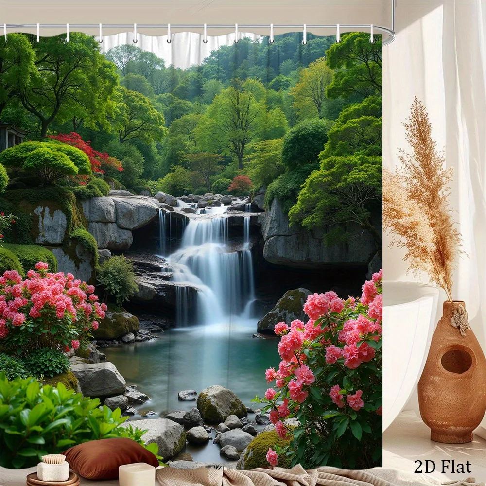 Waterfall Shower Curtain Waterproof Fabric Bathroom Curtains Forest River Pink Flower Bath Screen Divider Home Decor With Hooks
Waterfall Shower Curtain Waterproof Fabric Bathroom Curtains Forest River Pink Flower Bath Screen Divider Home Decor With Hooks