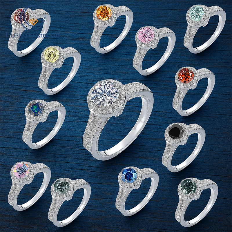 Real Moissanite Diamond Jewelry Finger Rings Round Cut Color Stone Pure 925 Sterling Silver for Women Wedding Fine Jewellery
Real Moissanite Diamond Jewelry Finger Rings Round Cut Color Stone Pure 925 Sterling Silver for Women Wedding Fine Jewellery