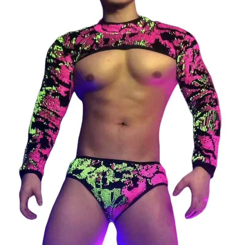 Nightclub Bar Party Men Gogo Costume Male DJ Dancer Pole Dancing Outfit Multi-color Sequins Tops Shorts 2 Pieces Set Performance
Nightclub Bar Party Men Gogo Costume Male DJ Dancer Pole Dancing Outfit Multi-color Sequins Tops Shorts 2 Pieces Set Performance