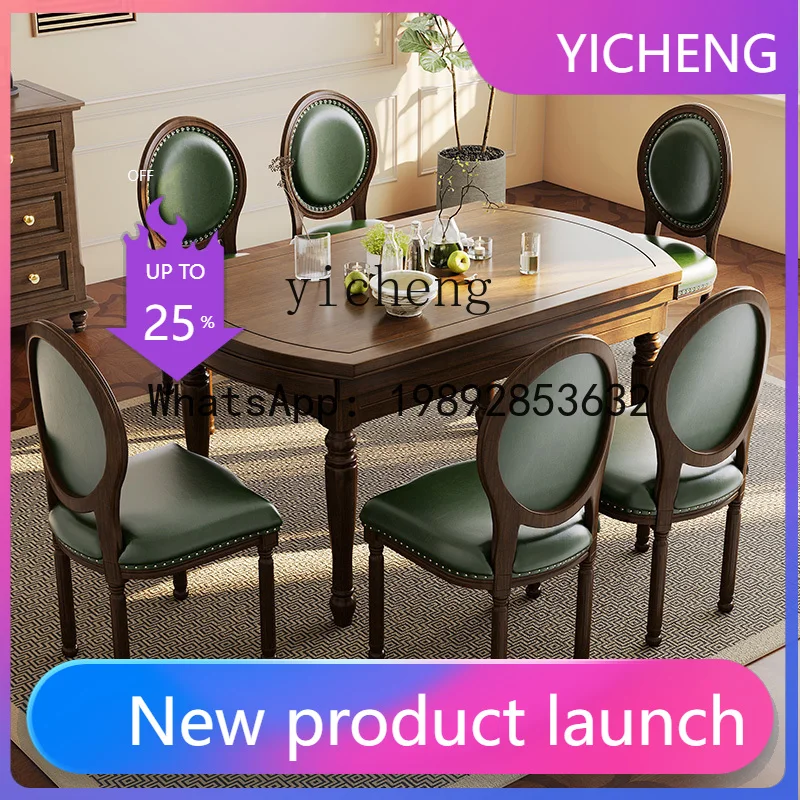 X4 American country solid wood dining table home restaurant French retro retractable folding round dining table and chairs
X4 American country solid wood dining table home restaurant French retro retractable folding round dining table and chairs
