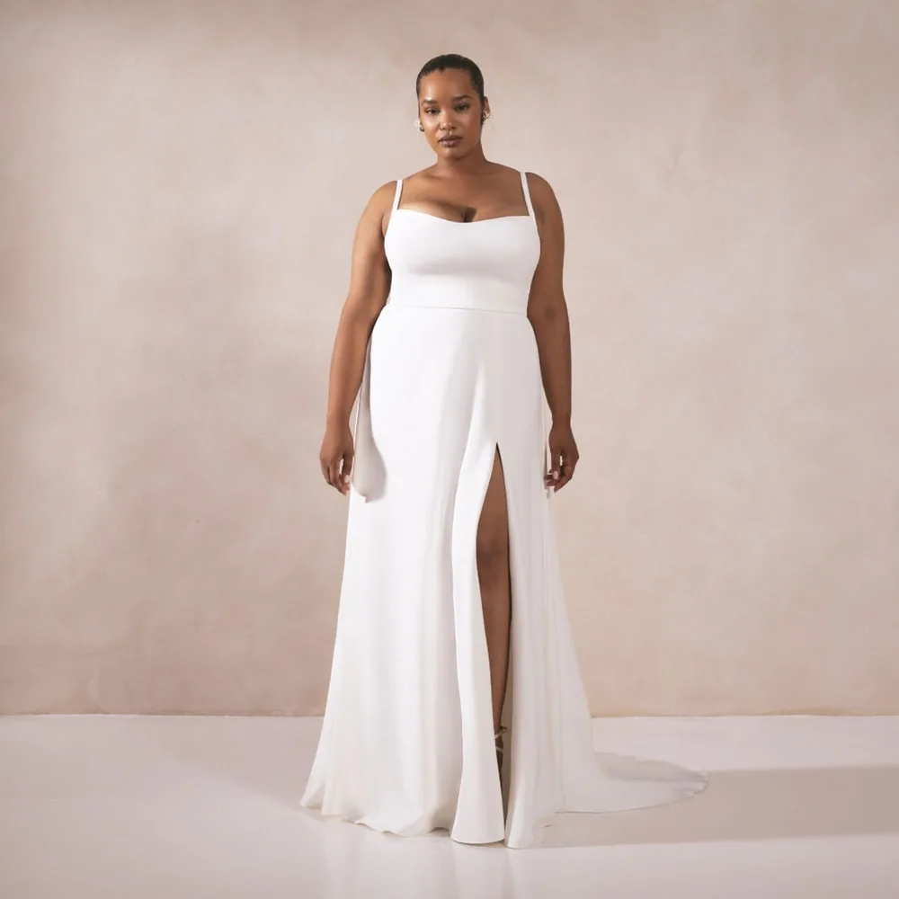 Customized Plus Size Wedding Dress 2025 Simple Square Neck High Slit Brides Bridal Gown Sleeveless Open Back Women‘s Bride Dress
Customized Plus Size Wedding Dress 2025 Simple Square Neck High Slit Brides Bridal Gown Sleeveless Open Back Women‘s Bride Dress