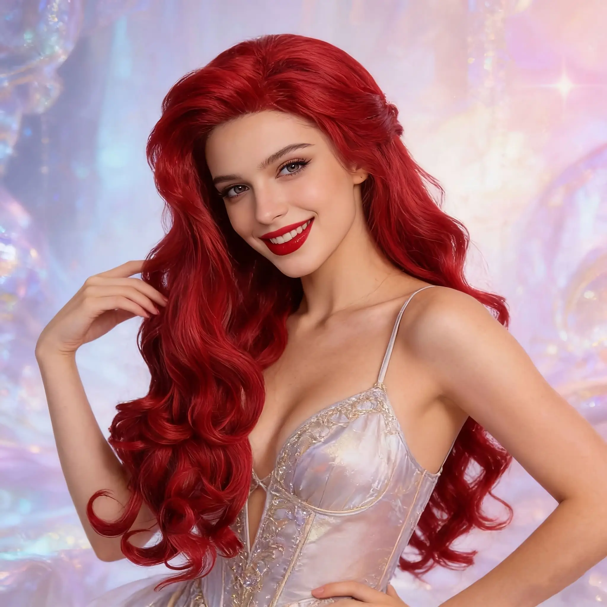 Long Wavy Bright Red Synthetic Hair Cosplay Wig-Heat Resistant Curly Wig with Side Swept Bangs for Women, Princess Theme Party
Long Wavy Bright Red Synthetic Hair Cosplay Wig-Heat Resistant Curly Wig with Side Swept Bangs for Women, Princess Theme Party