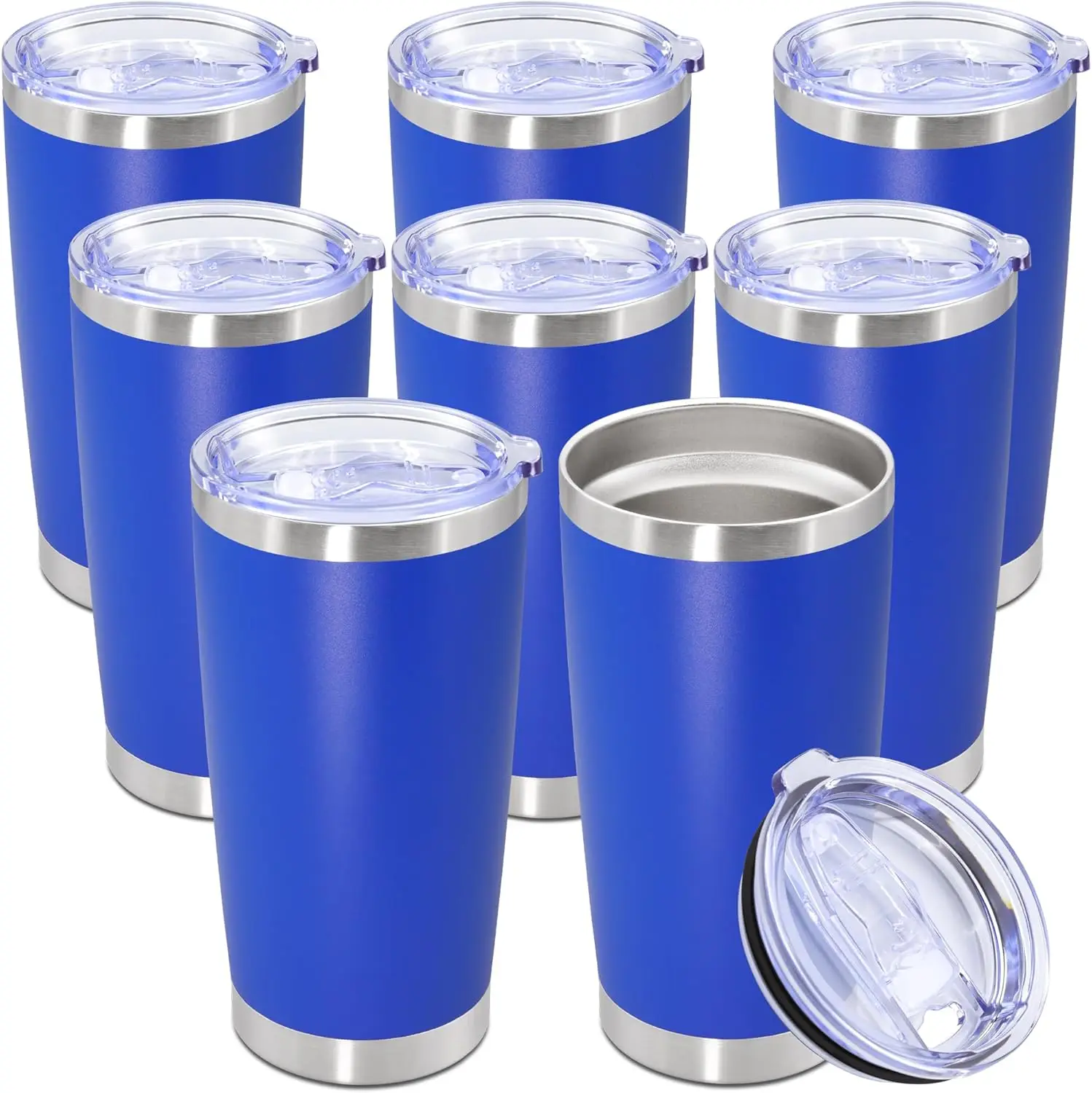 20oz Stainless Steel Tumbler with Lid, Vacuum Insulated Double Wall Travel Mug, Powder Coated, Dark Blue, 8 Pack
20oz Stainless Steel Tumbler with Lid, Vacuum Insulated Double Wall Travel Mug, Powder Coated, Dark Blue, 8 Pack