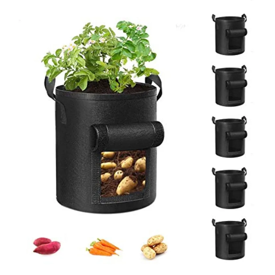 5Pack 10 Gallon Potato Grow Bags Garden Planting Bag with Reinforced Handle Thickened Nonwoven Fabric Pots for Tomato Vegetable
5Pack 10 Gallon Potato Grow Bags Garden Planting Bag with Reinforced Handle Thickened Nonwoven Fabric Pots for Tomato Vegetable