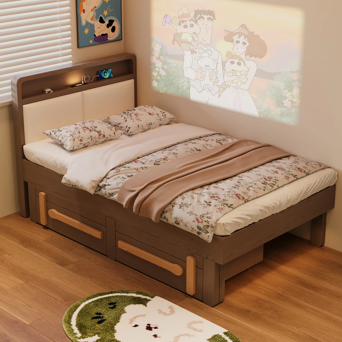 Solid wood pulling bed push-pull telescopic belt storage children's bed
Solid wood pulling bed push-pull telescopic belt storage children's bed