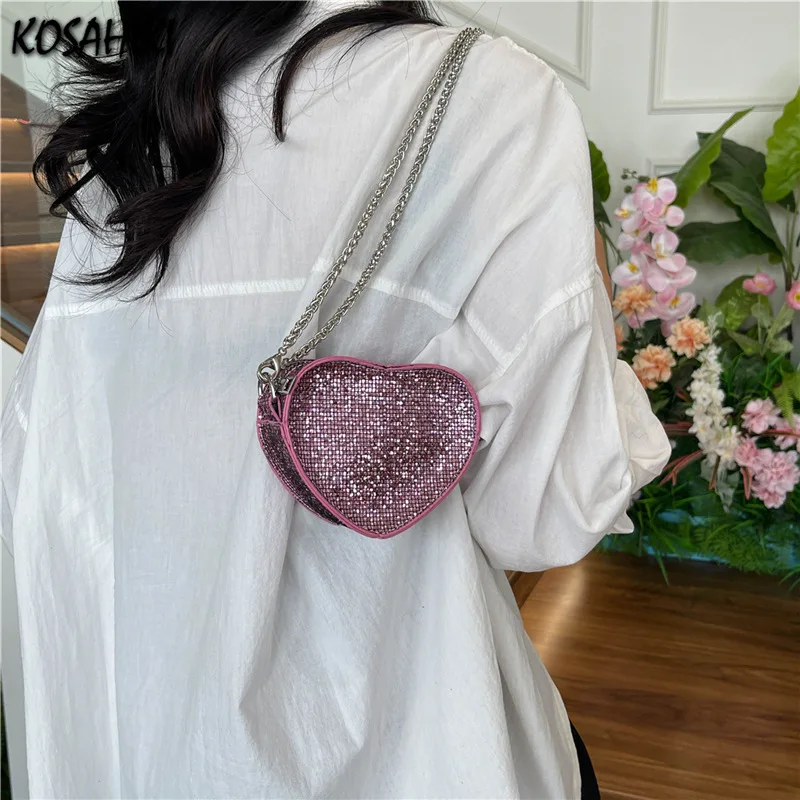 Kawaii Cute Chain Heart Shoulder Crossbody Bag Fashion Sweet Sequins Evening Bags Women Fairy Purses and Handbags Y2k Aesthetic
Kawaii Cute Chain Heart Shoulder Crossbody Bag Fashion Sweet Sequins Evening Bags Women Fairy Purses and Handbags Y2k Aesthetic