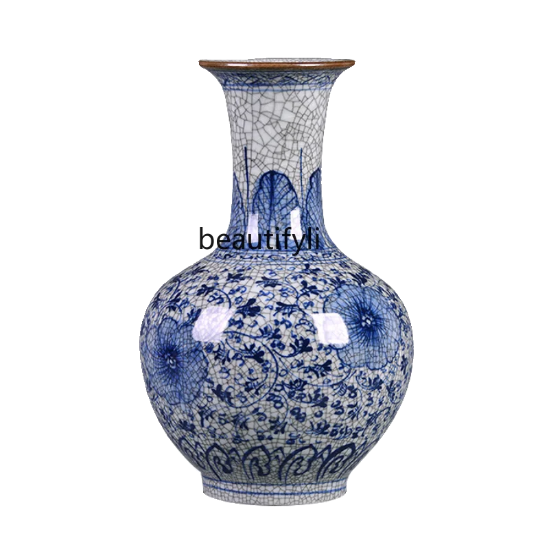 living room flower arrangement, antique Chinese TV cabinet, home desktop decoration, blue and white porcelain 
living room flower arrangement, antique Chinese TV cabinet, home desktop decoration, blue and white porcelain