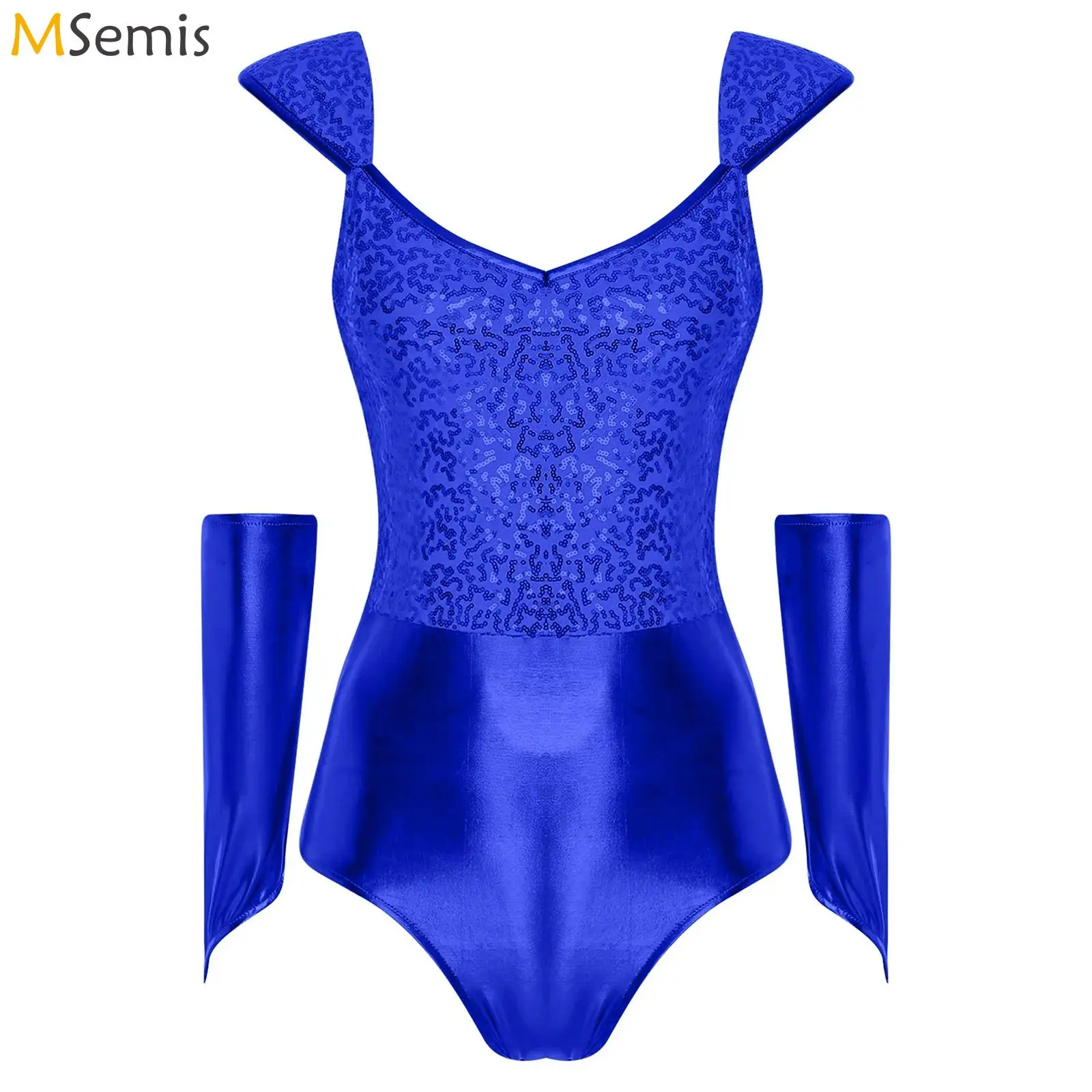 Women Shiny Metallic Sequined Bodysuit Sleeveless Gymnastics Leotard One-piece for Pole Dance Clubwear Halloween Cosplay Costume
Women Shiny Metallic Sequined Bodysuit Sleeveless Gymnastics Leotard One-piece for Pole Dance Clubwear Halloween Cosplay Costume
