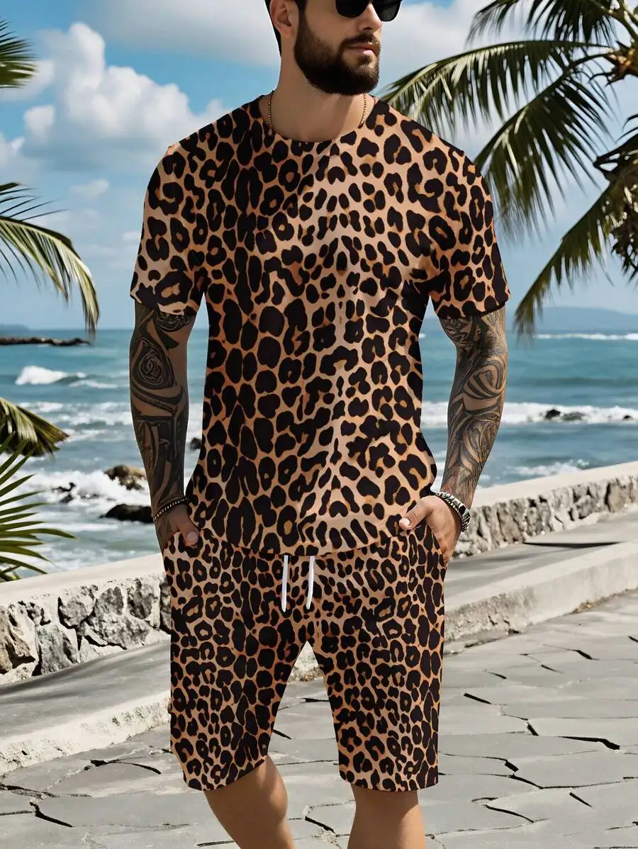 Mens Leopard Print Short Sleeve T-Shirt And Shorts Set 3D Full Print Casual Beach Wear
Mens Leopard Print Short Sleeve T-Shirt And Shorts Set 3D Full Print Casual Beach Wear