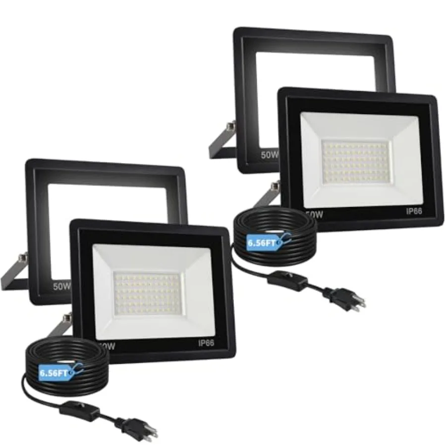 50W Flood Lights Outdoor, 8000LM Bright LED Work Light, IP66 Waterproof Security Outside Lights for Yard with Switch and 6.5FT
50W Flood Lights Outdoor, 8000LM Bright LED Work Light, IP66 Waterproof Security Outside Lights for Yard with Switch and 6.5FT