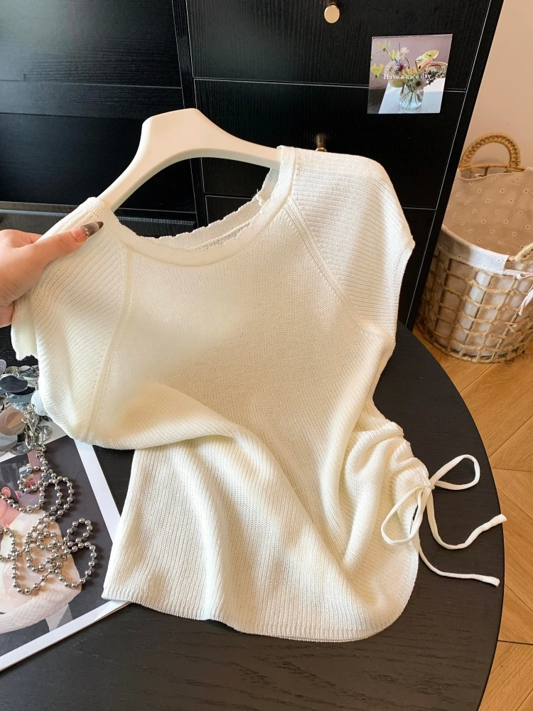 Korean Style Knitted Short Sleeve T-Shirt Women's Summer New Gentle Thin Slimming Top Self-Keeping Model Thin Fabric Women's Tee
Korean Style Knitted Short Sleeve T-Shirt Women's Summer New Gentle Thin Slimming Top Self-Keeping Model Thin Fabric Women's Tee