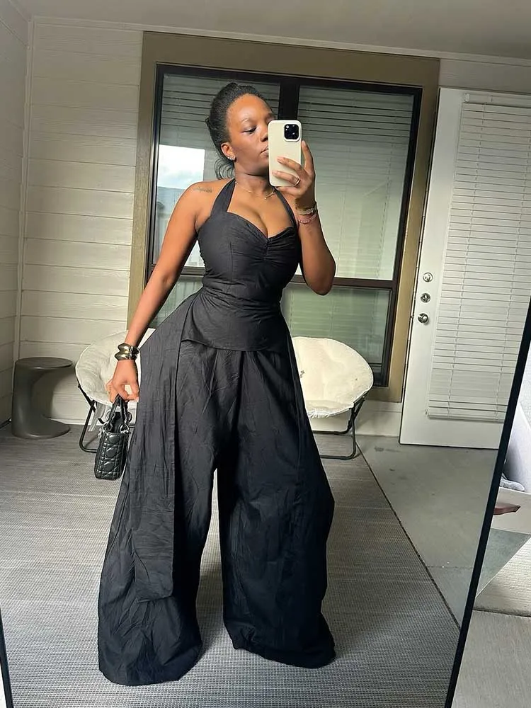 Elegant Formal Jumpsuits Women Halter Neck Full-length Jumpsuit Sexy One-piece Outfit High Waist Female Sleeveless Long Jumpsuit
Elegant Formal Jumpsuits Women Halter Neck Full-length Jumpsuit Sexy One-piece Outfit High Waist Female Sleeveless Long Jumpsuit