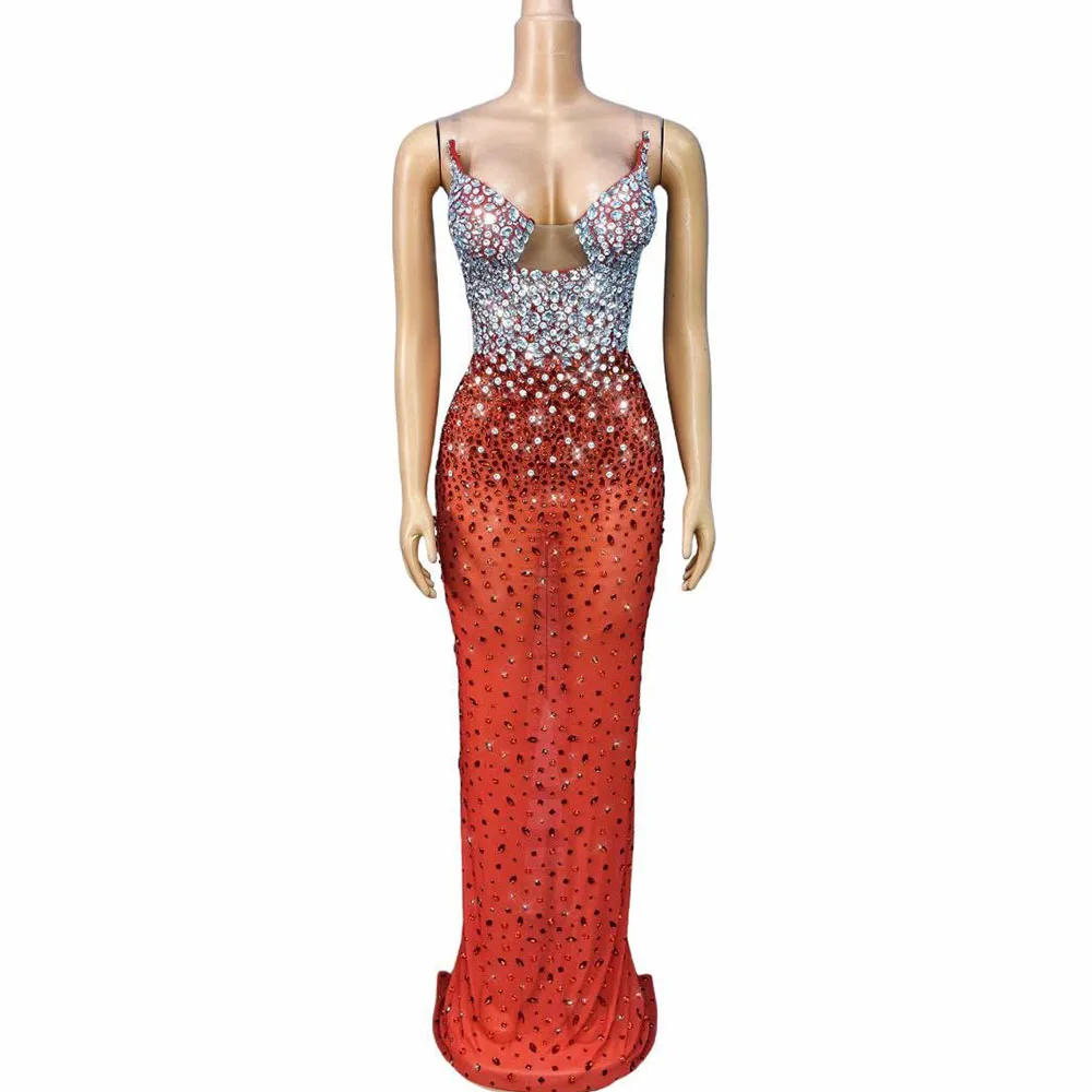 High-end Sparkly Red Rhinestones Elegant Cultivation Mesh Dress Women Club Party Prom Evening Gown Red carpet Show Stage Wear
High-end Sparkly Red Rhinestones Elegant Cultivation Mesh Dress Women Club Party Prom Evening Gown Red carpet Show Stage Wear