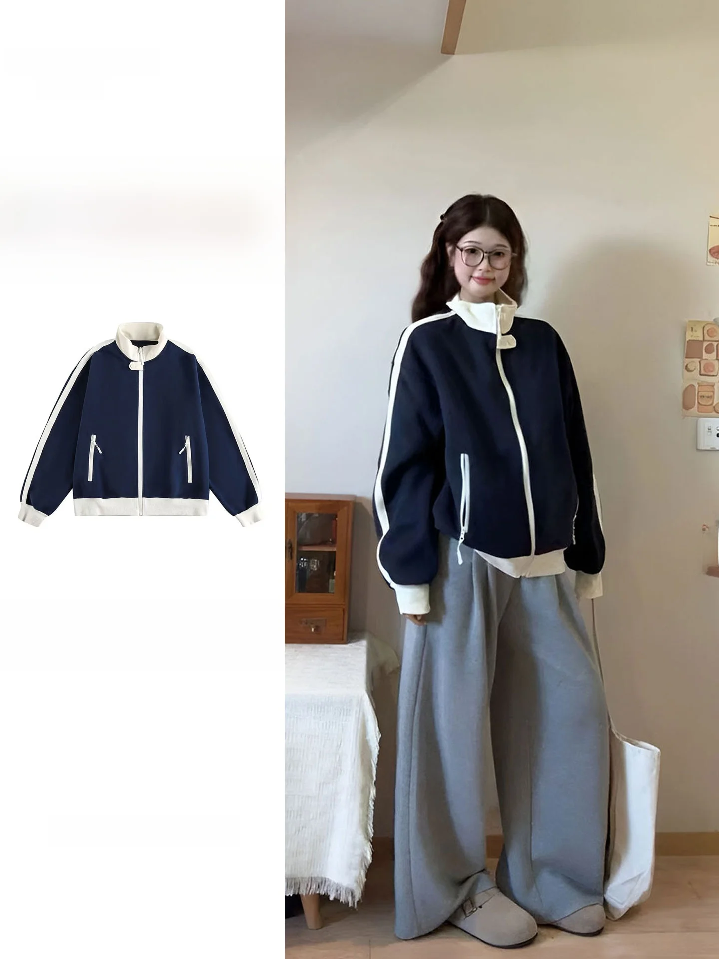 Loose Korean Style Baseball Jacket Shoulder Sleeve Sweatshirt Outerwear Chic Simple Open Cardigan Jacket for Women Autumn
Loose Korean Style Baseball Jacket Shoulder Sleeve Sweatshirt Outerwear Chic Simple Open Cardigan Jacket for Women Autumn