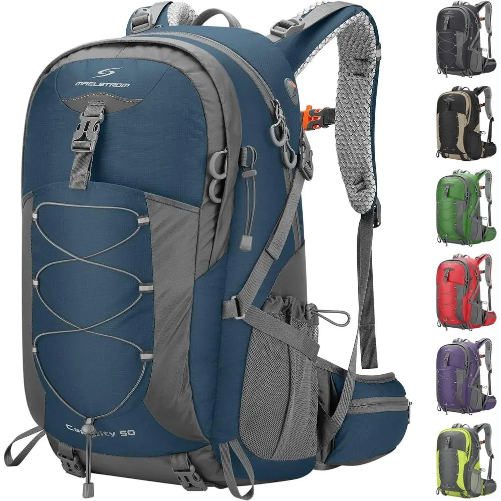 50L Waterproof Hiking Daypack with Rain Cover, Lightweight Travel Backpack, Blue
50L Waterproof Hiking Daypack with Rain Cover, Lightweight Travel Backpack, Blue