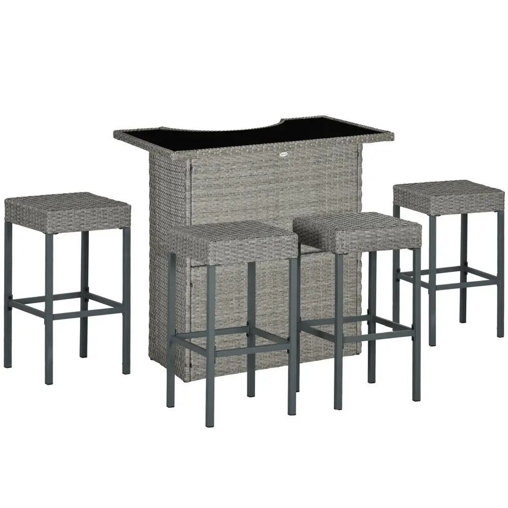 5 Piece Wicker Outdoor Bar Set, High Top Outdoor Table and Chairs, Height Patio Set with Glass Table Top 2 Tier Storage Shelf a
5 Piece Wicker Outdoor Bar Set, High Top Outdoor Table and Chairs, Height Patio Set with Glass Table Top 2 Tier Storage Shelf a