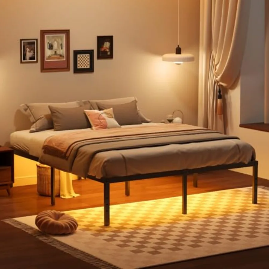 Bed Frame with LED Lights Metal Bedframe with Charging Station Heavy Duty Basic Steel Slats Platform Noise Free Black
Bed Frame with LED Lights Metal Bedframe with Charging Station Heavy Duty Basic Steel Slats Platform Noise Free Black