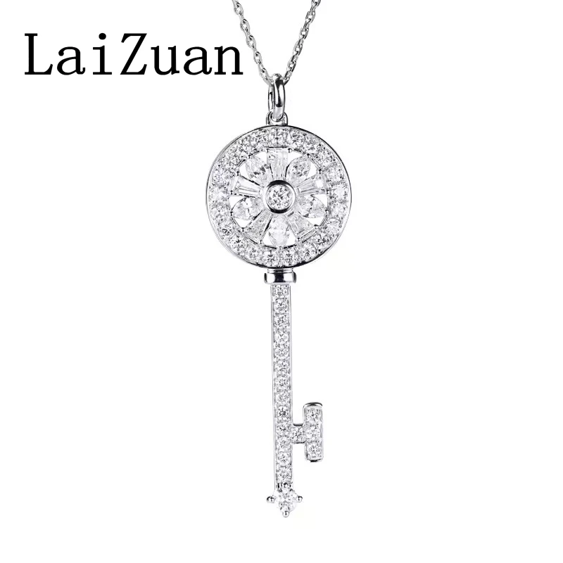 LaiZuan Solid 18k White Gold Key Shape Natural Diamonds Pendant Round Marquise Baguette Cut Diamond 1.44Carat Women Fine Jewelry
LaiZuan Solid 18k White Gold Key Shape Natural Diamonds Pendant Round Marquise Baguette Cut Diamond 1.44Carat Women Fine Jewelry