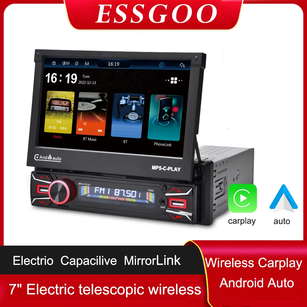 7 Inch Car MP5 Player Retractable Screen Wireless Carplay Car Radio Bluetooth 5.1 Radio Automotive Stereo Receiver Car Accessori
7 Inch Car MP5 Player Retractable Screen Wireless Carplay Car Radio Bluetooth 5.1 Radio Automotive Stereo Receiver Car Accessori